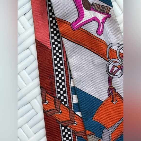 Hermes Brides et Gris Gris Bridle in Blue Purple Twilly Scarf - Picture 3 of 5
